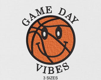 Basketball Emoji Smile Machine Embroidery Design - 3 sizes - Digital Embroidery File - Instant Download