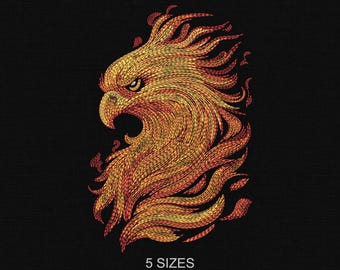 Phoenix Bird Embroidery Design: Realistic Machine Embroidery File (Digital Download)