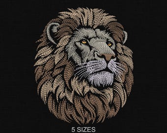 Realistic Lion Portrait Embroidery Design - 5 Sizes (Digital Download)