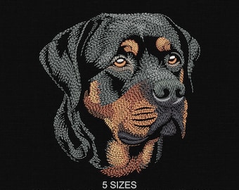 Rottweiler Dog Machine Embroidery Design - 5 sizes - Pet Portrait Digital Embroidery File - Cute Canine Sewing Design - Instant Download