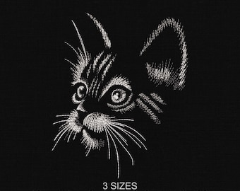 Cat Machine Embroidery Design - Cat Machine Embroidery Pattern - 3 sizes - Cat Face Digital Embroidery File - Kitty Sewing Design