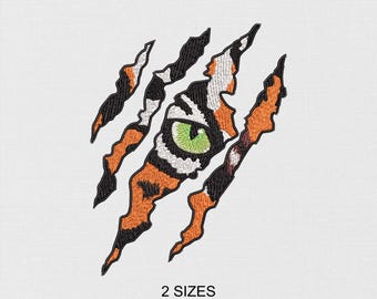 Tiger Claw Marks And Tiger Eye Machine Embroidery Design - Cat Eye Machine Embroidery - 2 sizes - Digital Embroidery File - Instant Download