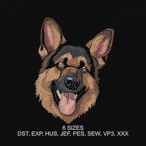 German Shepherd Embroidery Design - Dog Machine Embroidery Pattern - Pet Portrait Digital Embroidery File - 6 Sizes - Instant Download