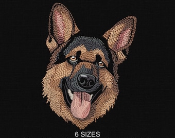 German Shepherd Embroidery Design: Pet Portrait Machine Pattern (Digital Download)