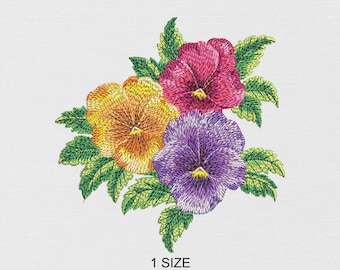 Violets Flowers Machine Embroidery Design (Digital Embroidery File)