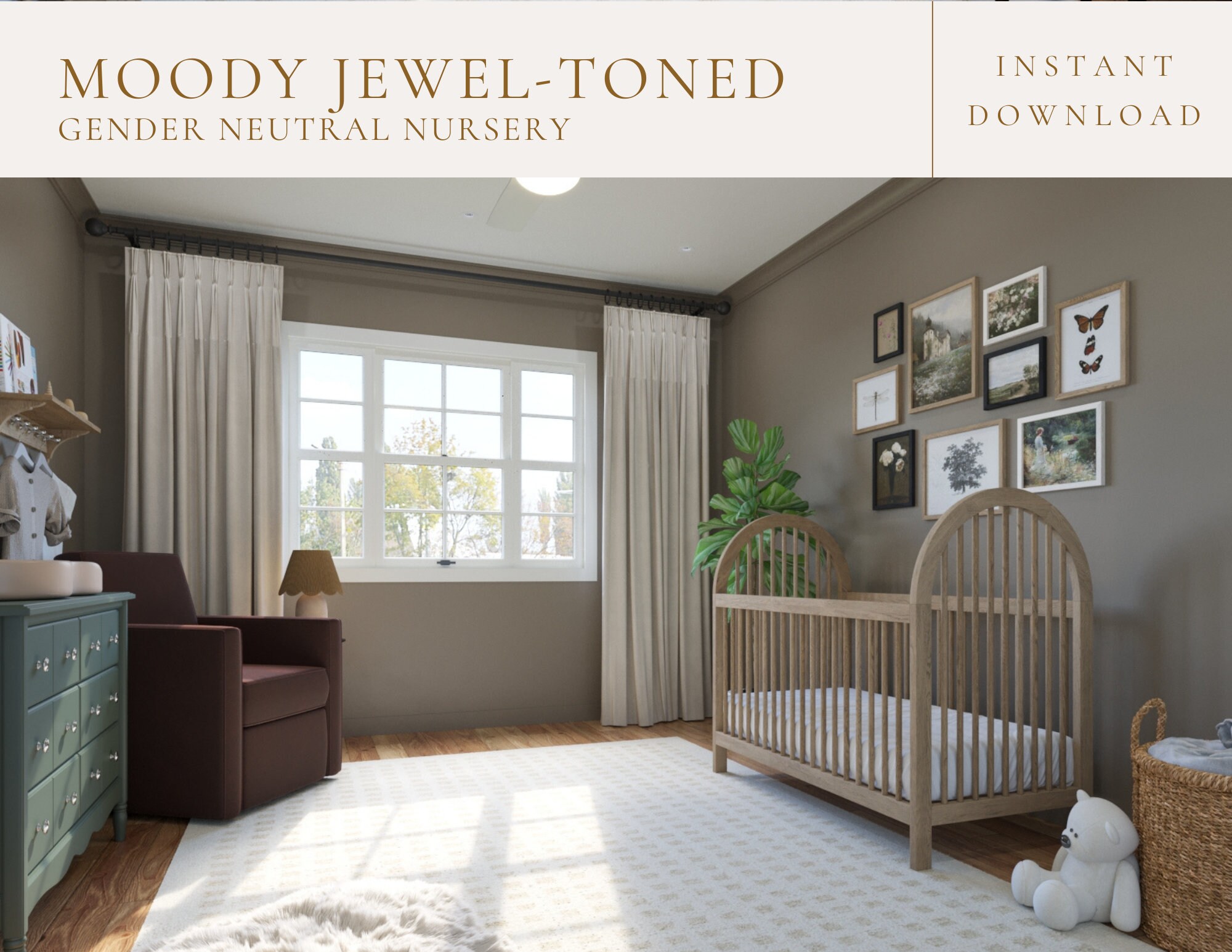 Moody Jewel-toned Gender Neutral Nursery | Instant Downloadable Nursery ...