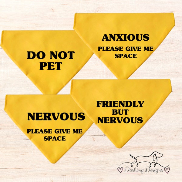 Nervous/Anxious bright yellow bandana for Dog Pet