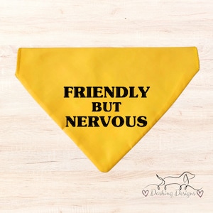 Nervous/Anxious bright yellow bandana for Dog Pet Friendly but nervous