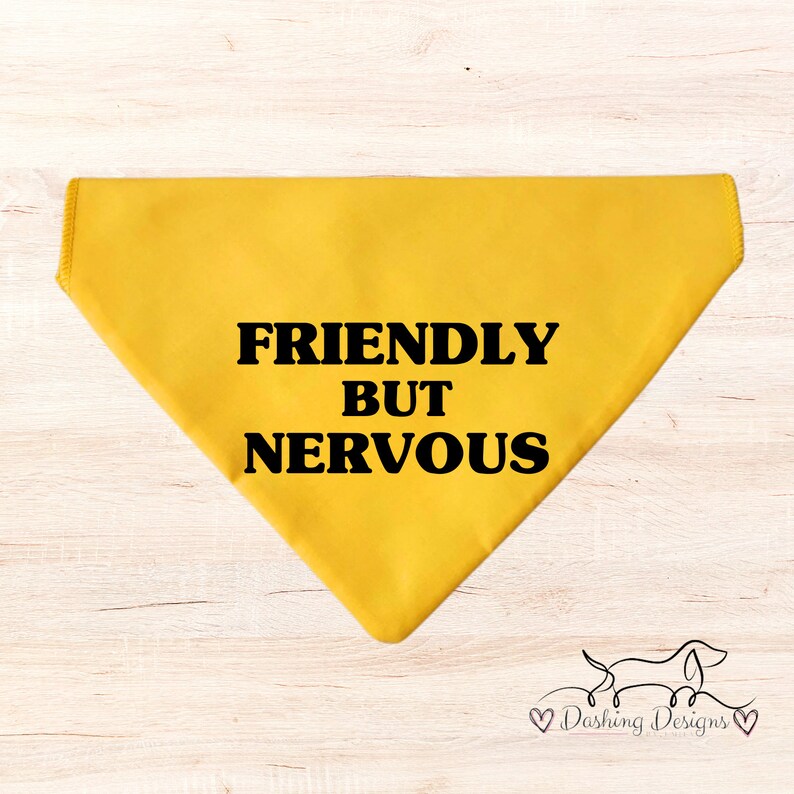 Nervous/Anxious bright yellow bandana for Dog Pet Friendly but nervous