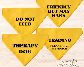 Therapy/ Support Dog bright yellow bandana for Dog Pet Friendly , Training