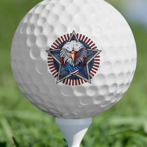 Golf Balls, Patriotic gift for a Patriotic Golfer, Set of 6pcs - USA Design | Bald Eagle, Golfing Accessories, American Pride, Sports Gift