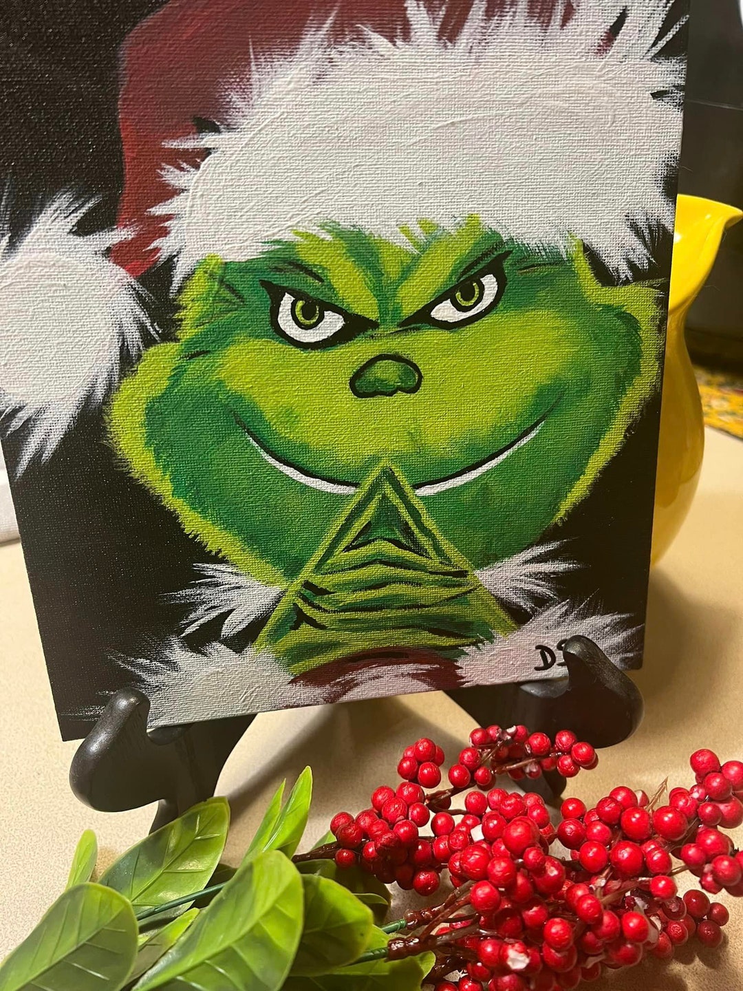 CHRISTMAS GRINCH / 8x10 Canvas Board / Acrylic Painting / Original ...