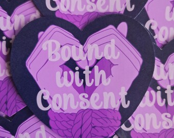 Pegatina de corazón con cuerda BDSM "Atado con consentimiento"
