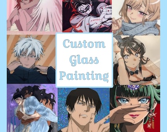Pintura de vidrio de anime personalizada /Vidrio acrílico/ /5 x 7, 8 x 8, 8 x 10, 8.5 x 11, 8 x 12/
