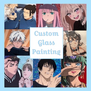 Custom Anime Glass Painting |Acrylic Glass| |5 x 7, 8 x 8, 8 x 10, 8.5 x 11, 8 x 12|