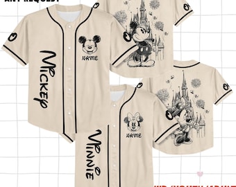 Maglia da baseball con personaggi retrò di Mickey & Co. del 1928, maglia vintage personalizzata Disneyland di Mickey e i suoi amici, compleanno Disney, regalo per fan Disney