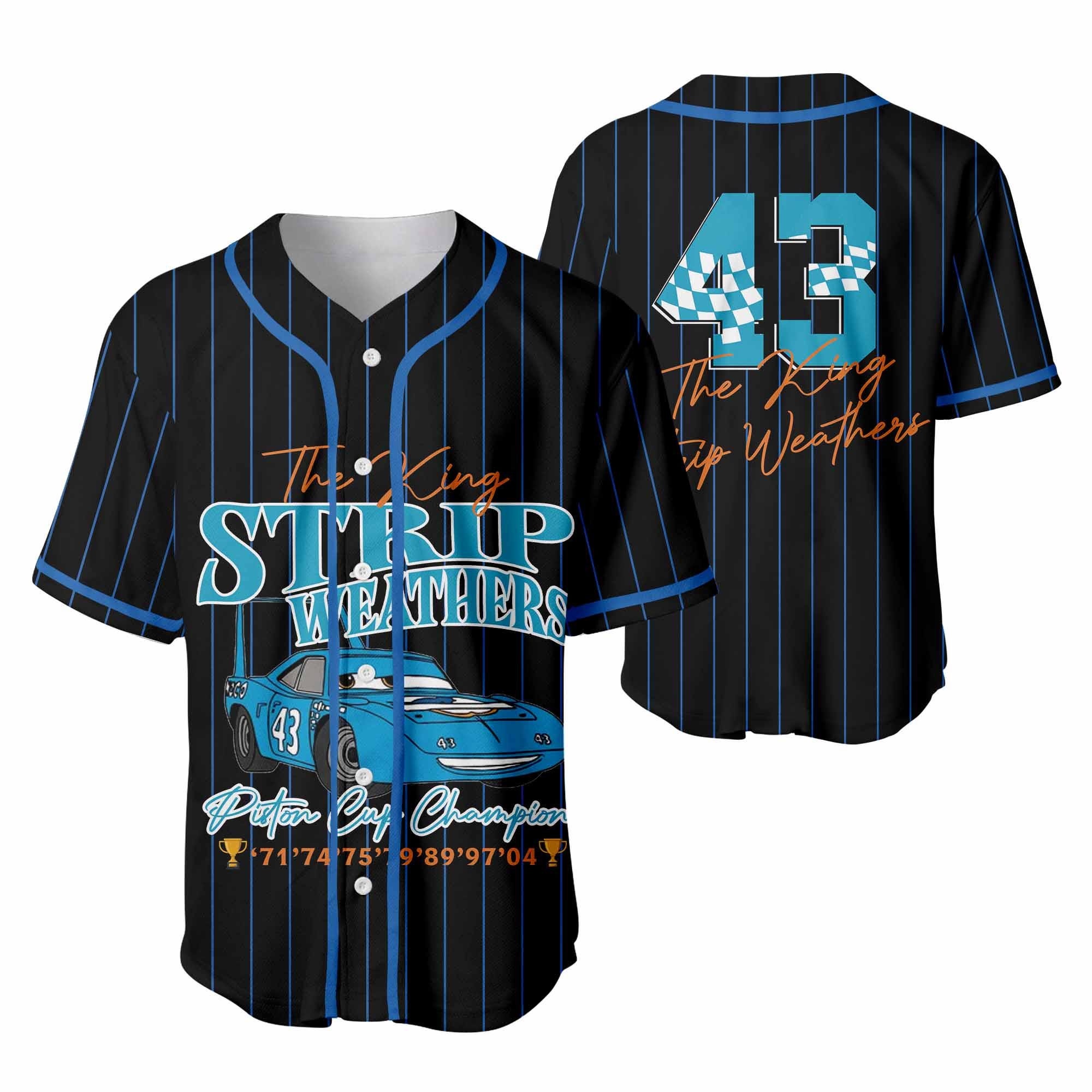 Discover Custom Strip Weathers Cars Movie Baseball Jersey, Piston Cup Champion Tshirt, Pixar Cars Movie, Disney Family Trip Shirt