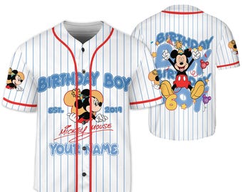 Custom Mickey Mouse Birthday Baseball Jersey, Custom Mickey Mouse Jersey Shirt, Disneyland Baseball Team Outfit, Birthday Gift