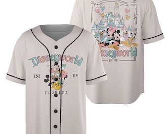 Custom Mickey And Friends Baseball Jersey, Mickey Mouse Jersey Team, Mickey and Friends Baseball Jersey, Cartoon Magic Kingdom Shirt