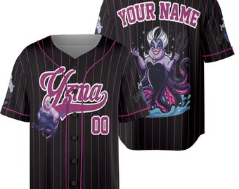 Custom Villains Halloween Collection Baseball, Personalized Maleficent Evil Queen Ursula Cruella Baseball Jersey for Halloween Family