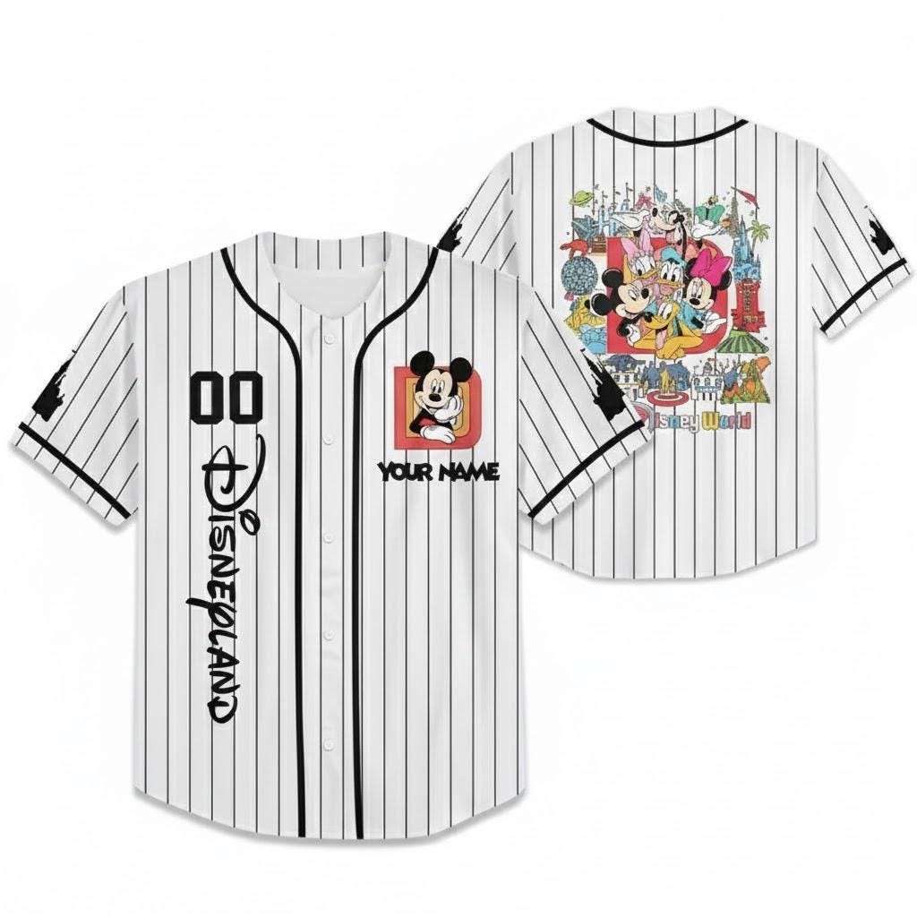 Discover Mickey & Co 1928 Retro Characters Baseball Jersey, Vintage Mickey And Friends Custom Disneyland Jersey, Disney Birthday, Gift for Disney Fan