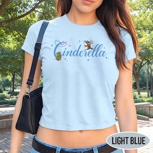 Cinderella Princess Coquette Bow Baby Tee Crop Tank, Princess Tank Top, Girl Trip Shirt, Princess Matching Tee