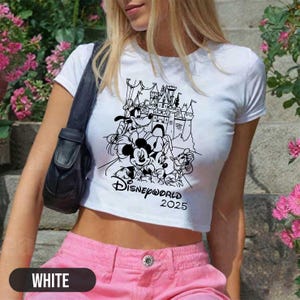 Retro Coquette Bow Baby Tee, Mickey And Friends Coquette Crop Top, Mickey and Friends Shirt, Magic Kingdom Shirt