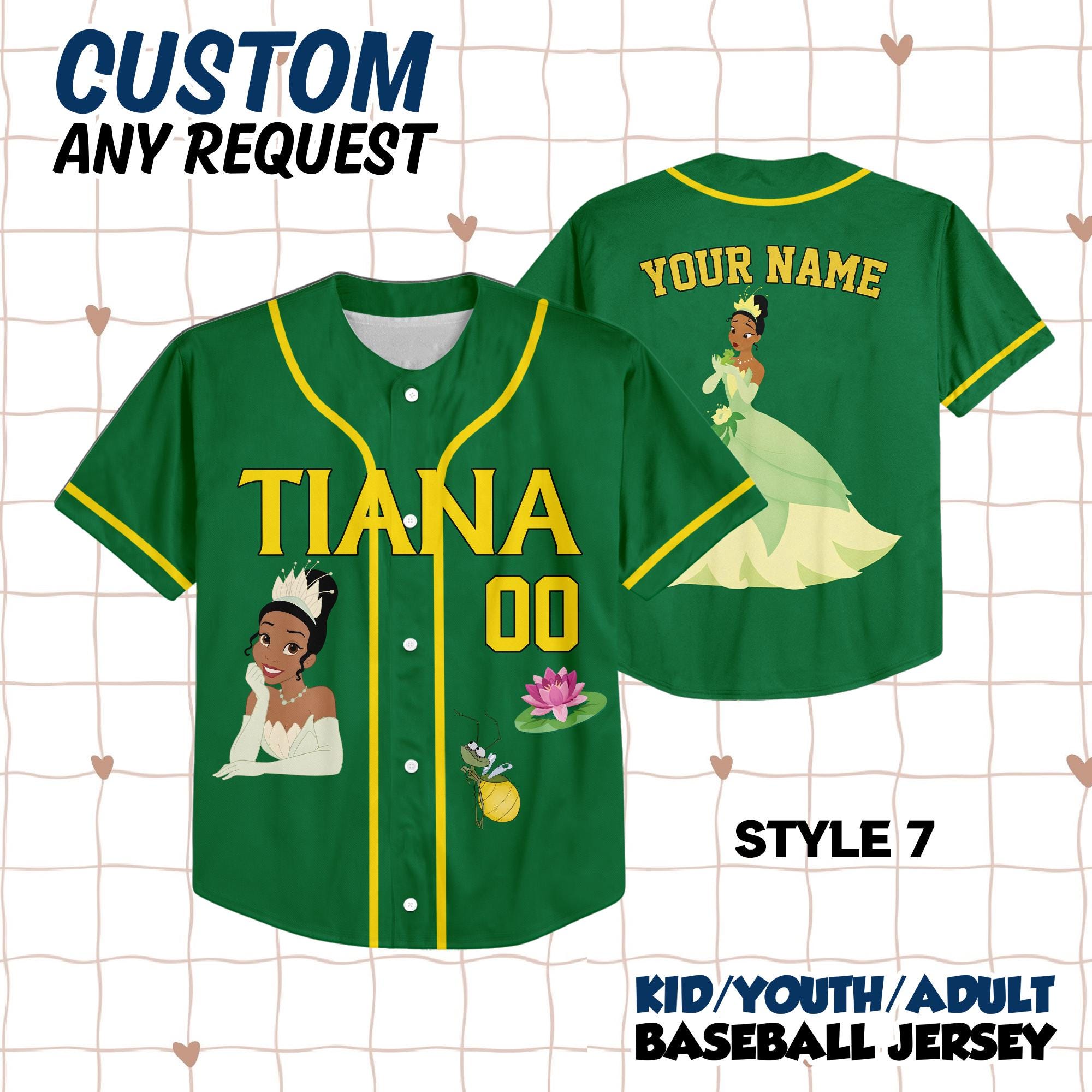 Discover Custom Disney Princess Number Baseball Jersey, Jersey Gift For Kids, Custom Disney Lover, Y2K Crewneck, Disney Princess Birthday Gift