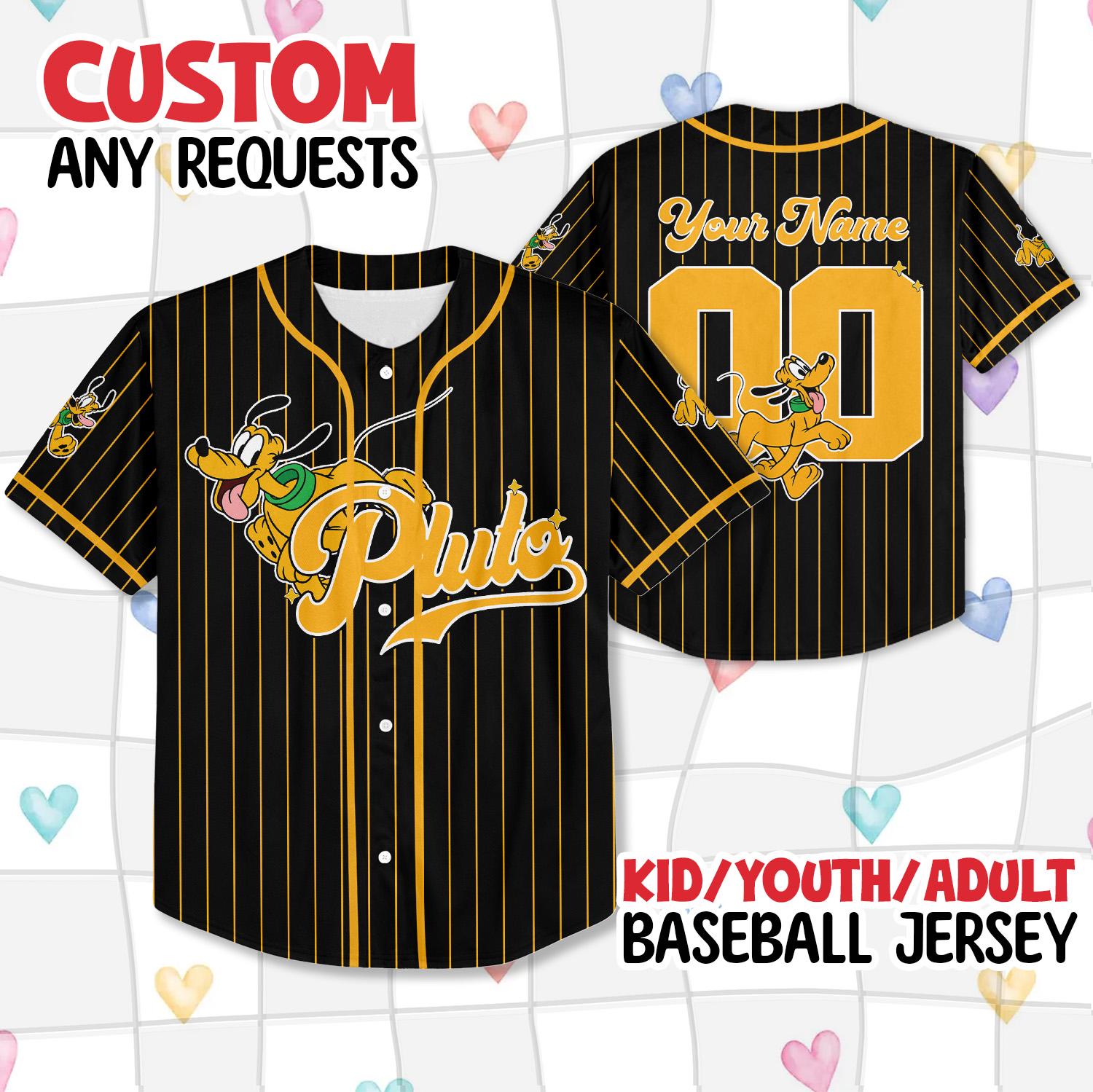 Discover Custom Disney Pluto Dog Collection Baseball Jersey, Disney Pluto Jersey, Disneyland Baseball Team Matching Outfit, Birthday Gift