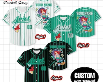 Custom Ariel Collection Baseball Jersey, Disney The Little Mermaid Ariel Jersey, Disney Baseball Jersey Sports Cute Gifts For Fans