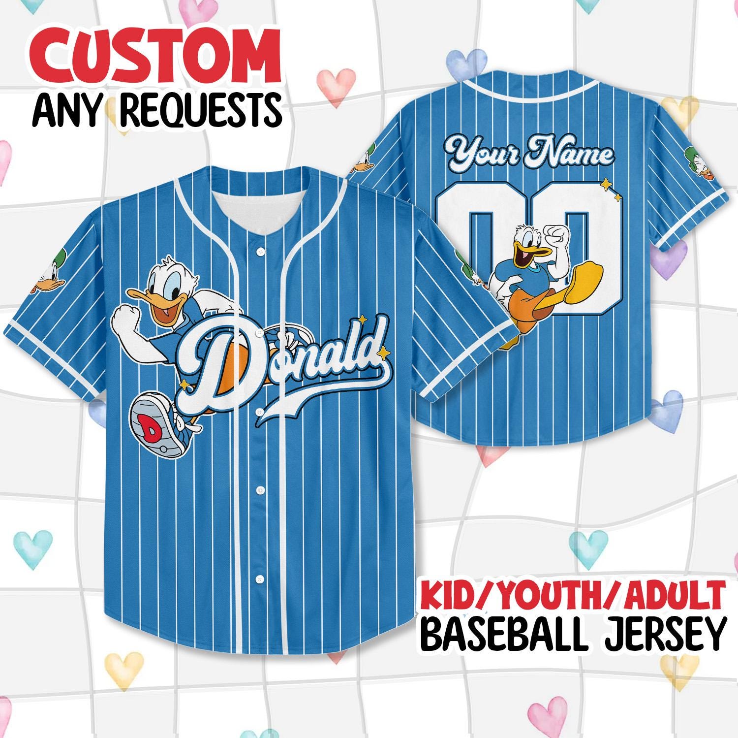 Discover Custom Disney Donald Duck Collection Baseball Jersey, Disney Donald Duck Jersey, Disneyland Team Matching Outfit