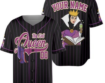 Niestandardowa kolekcja Halloween złoczyńców Baseball, spersonalizowana koszulka baseballowa Maleficent Evil Queen Ursula Cruella na Halloween dla rodziny
