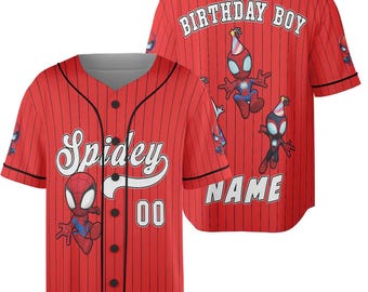 Personalized Spidey and his Amazing Friend, Custom Kid Adult Spiderman Baseball Jersey Outfit, Gift for Spider Fan, Spider Man Birthday