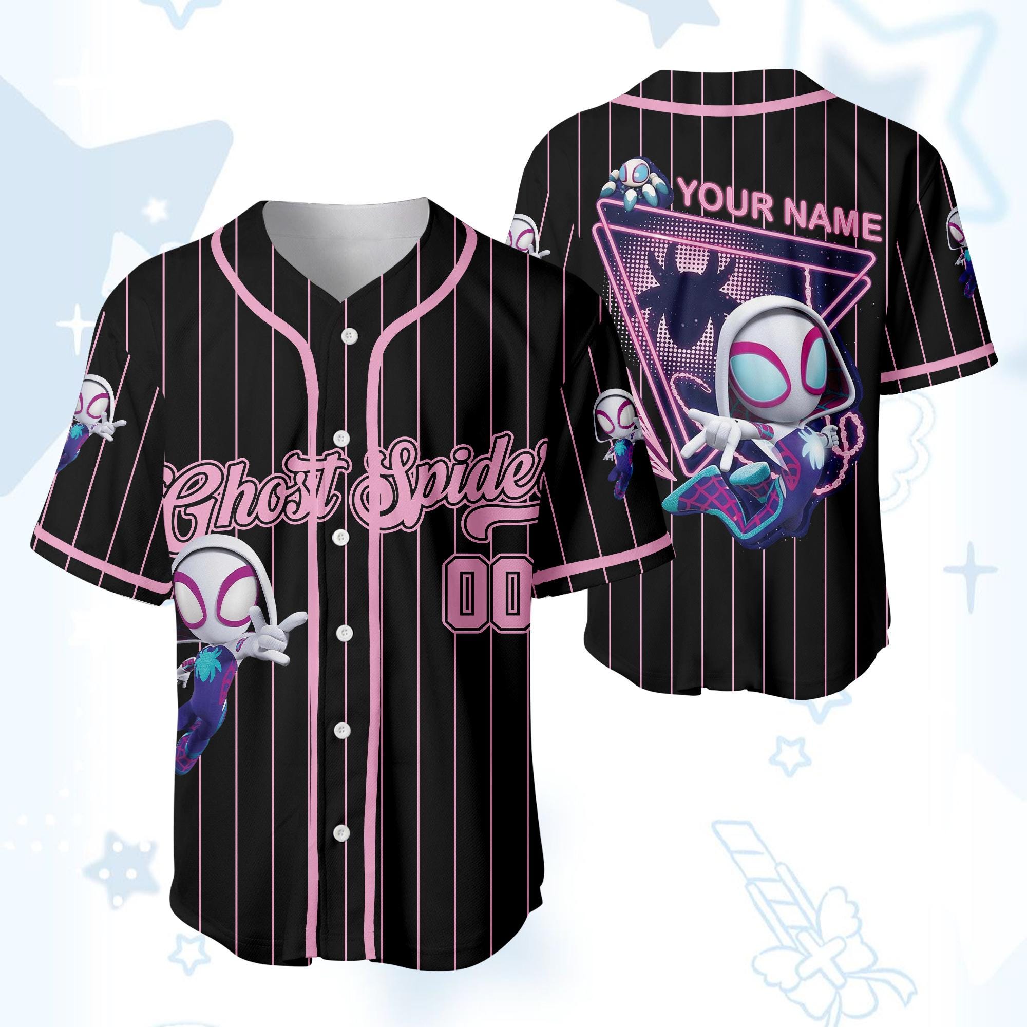 Discover Personalized Ghost-Spider Baseball Jersey, Custom Marvel Disney Shirt, Ghost-Spider Outfit, Matching Family Jersey, Superhero Birthday Gift