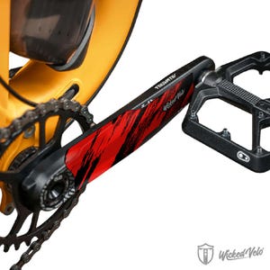 Bicycle Crank Set Protector MTB Gear Arm Guard for Bike Pedals Multi speed and Single speed Cycling Premium High Quality Stickers RED
