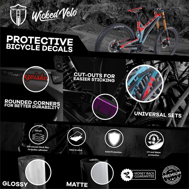 Protecteur de cadre pour VTT par Wicked Velo Stickers de protection pour vélo Protection du cadre intégral Stickers en matériau premium image 6