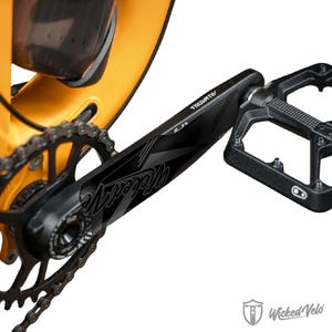 Bicycle Crank Set Protector MTB Gear Arm Guard for Bike Pedals Multi speed and Single speed Cycling Premium High Quality Stickers WICKED