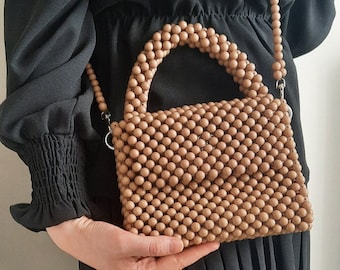 Handmade Beaded Pearl Bag, Wedding Clutch