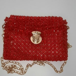 Kristall Pyramide Perle Perlen Tasche Rote Kristall Tasche Braut Geldbörse Abend Clutch Handgemachte Schultertasche Für Frauen Luxus Schmuck Faux Perle