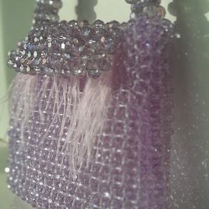 Crystal Pearl Beaded Bag Lilac Crystal Bag Wedding Bridal Purse Evening Clutch Handmade Shoulder Bag For Women Luxury Jewelry Faux Pearl