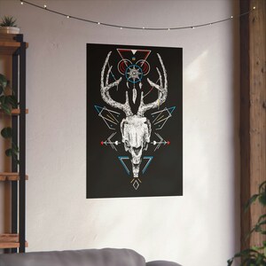Animal Fantasy Artwork, Cryptid wall art, Skull Art, Jackalope Art, Fantasy Gift, Rabbit Lover Gift, Fantasy Wall Decor, Cryptozoology Gift