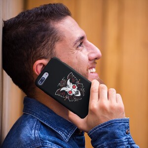 Capas resistentes de homem-mariposa de fantasia, capa de celular com caveira criptografada para amantes de fantasia, acessórios góticos, presente de criatura mítica, mitológico exclusivo