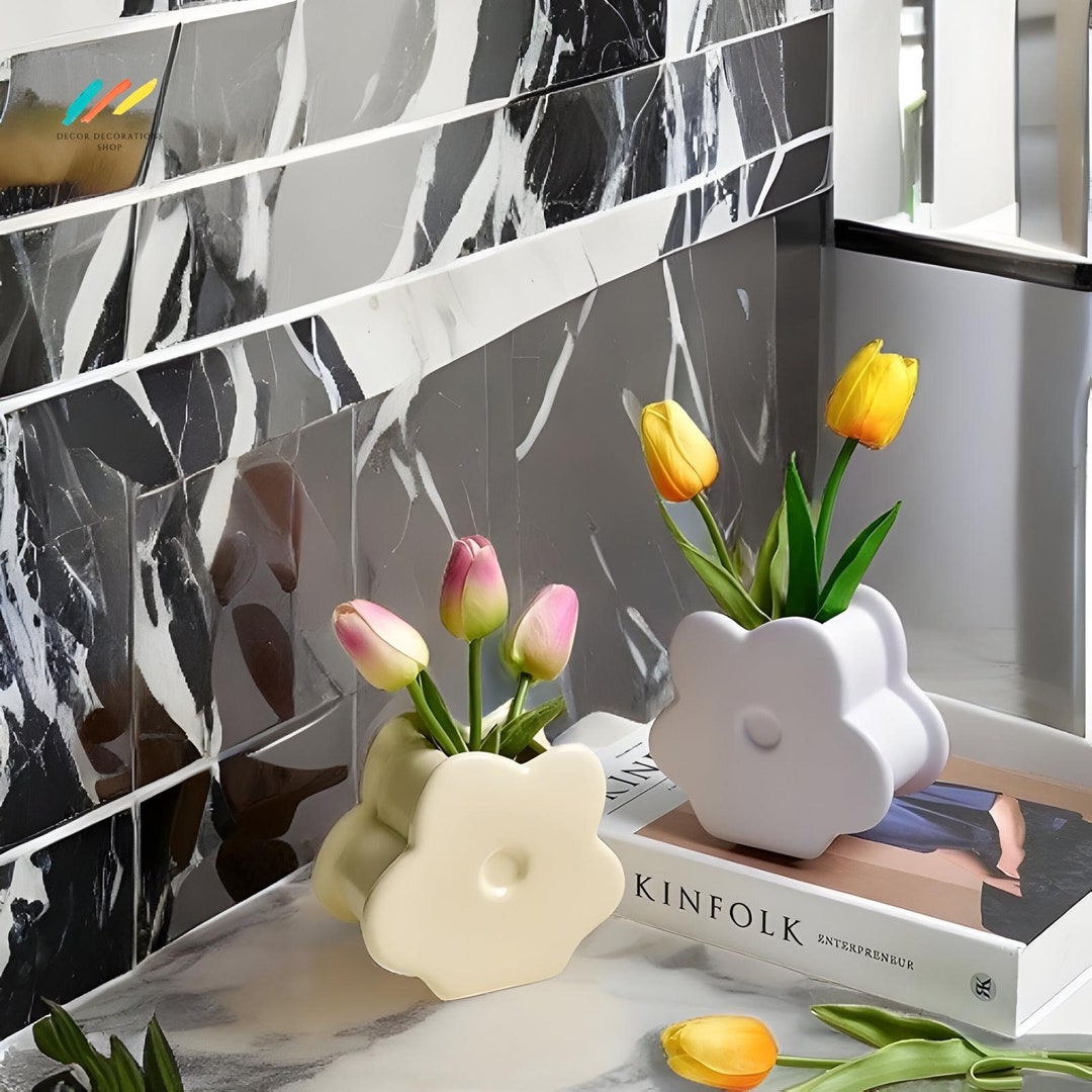 Ceramic Flower Shaped Vase Nordic Home Decor Ceramic Crafts Etsy