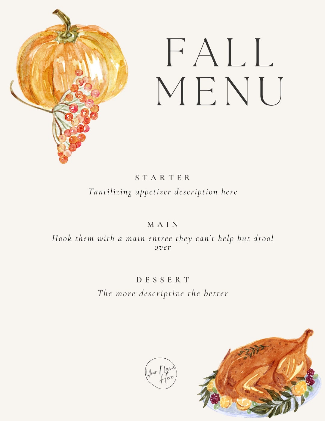 EDITABLE Fall Menu Template Etsy EDITABLE Fall Menu Template Etsy