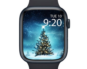 Blue Christmas Tree Apple Watch Wallpaper (digital Download)
