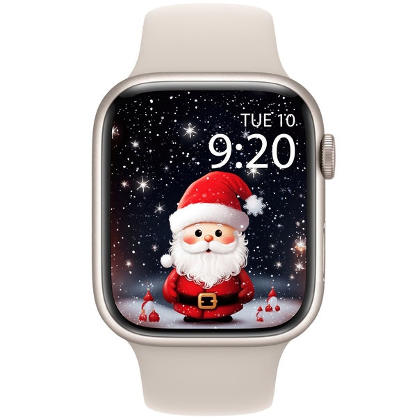 Kerstman Apple Watch Wallpaper, schattige Kerstman Kersthorlogeachtergrond, Winter Apple Watch Face, feestelijke Smartwatch Screensaver