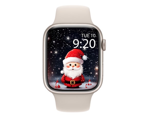 Fondo de pantalla de Navidad de Santa Apple Watch lindo fondo de reloj de Navidad de Santa Claus cara de invierno de Apple Watch salvapantallas festivo de Smartwatch Etsy Espana