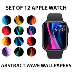 Set of 12 Wave Apple Watch Wallpapers, Abstract Wave Modern Watch Face, Color Theme Smartwatch Background, Bundle of 12 Aesthetic Wallpapers