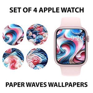 Curled Papers Apple Watch Wallpaper, Coloured Waves Watch Face, Aesthetic Apple Watch Background, Bundle of 4 Minimal Smartwatch Face