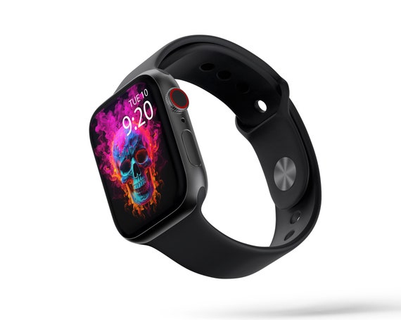 Neon Skull Apple Watch Wallpaper, Spooky Skull Watch Face